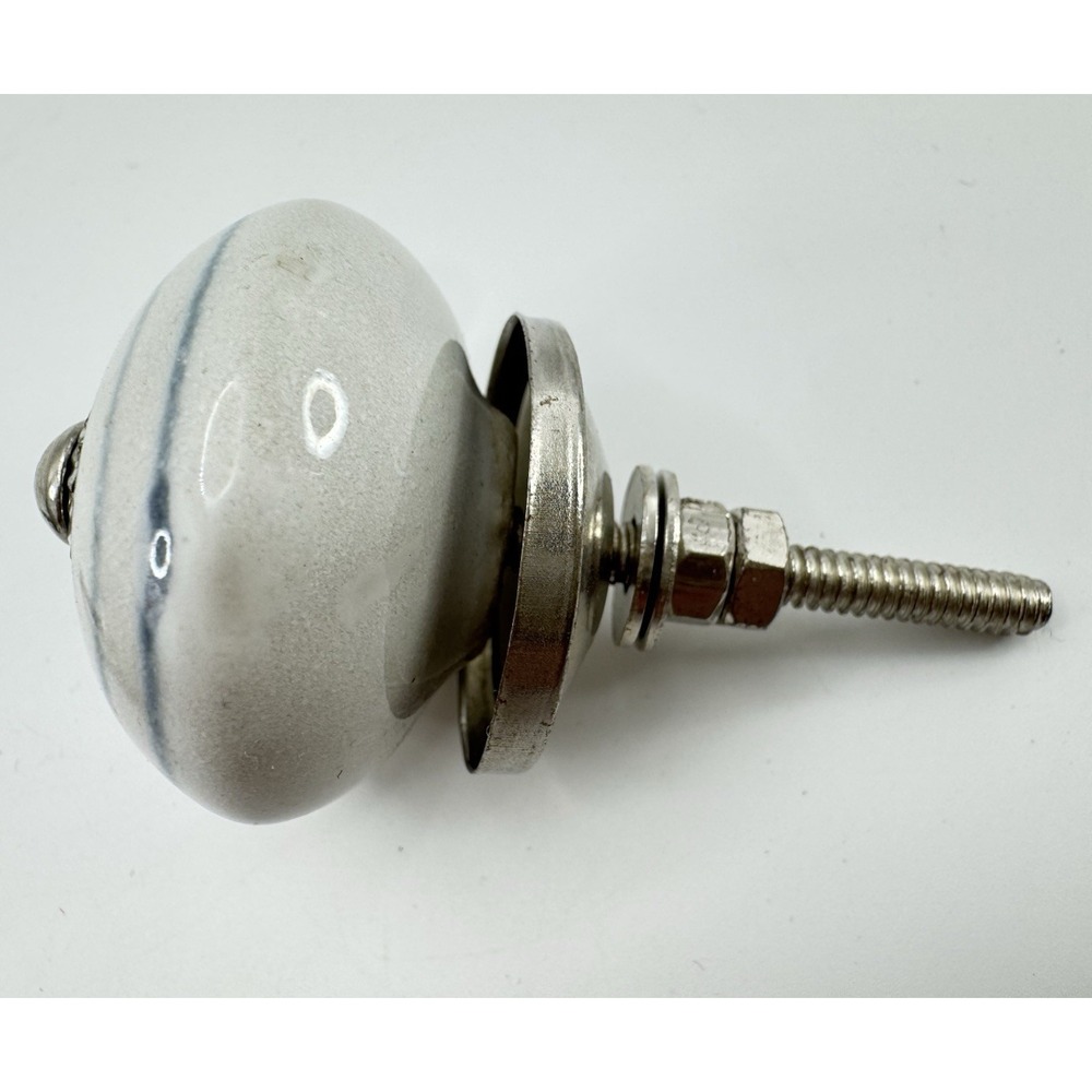 Blue Gray Ceramic Drawer Knobs Set 8 Floral Cabinet Pulls Farmhouse Cottage - Picture 5 of 5